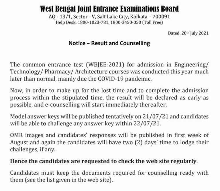 WBJEE Result 2021 (Today), Download WBJEE Rank Card 2021 ...