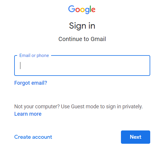 Gmail email sign in