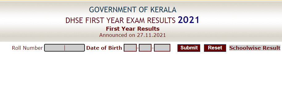 Keraka DHSE First Year Exam Results 2021