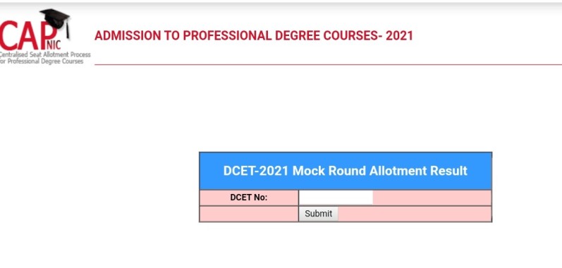DCET-2021 Mock Round Allotment Result