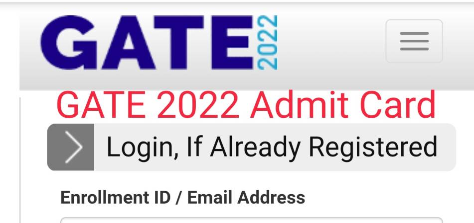 GATE 2022 Admit Card Download Link