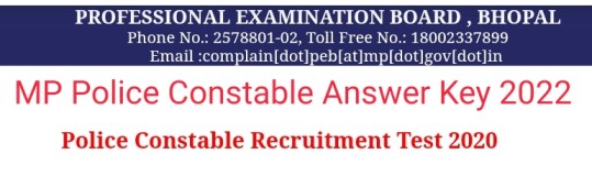 MP Police Constable Answer Key 2022 Download Pdf
