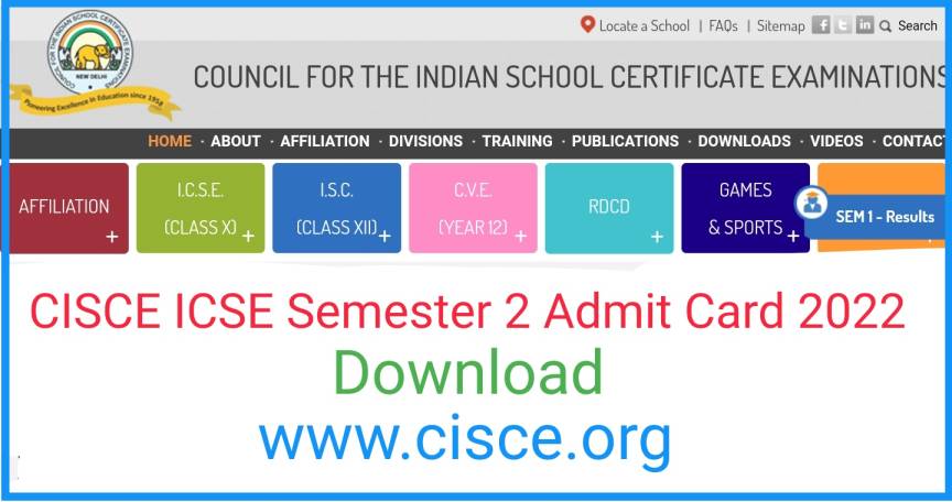 ICSE 2022 Semester 2 Admission Card Download Link