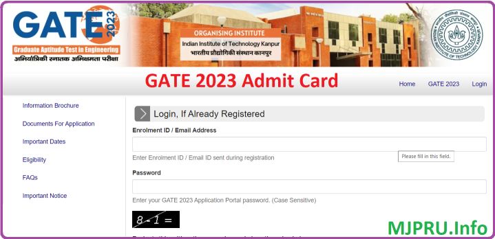 GATE 2023 Admit Card Download Link